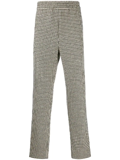 Shop Gucci Gg Stripe Houndstooth Print Trousers In Neutrals