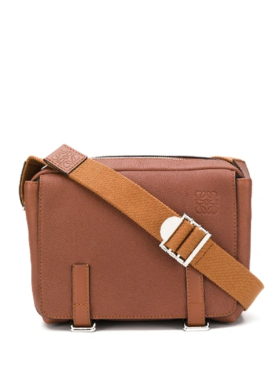 Shop Loewe Gusset Flat Messenger Bag In Brown