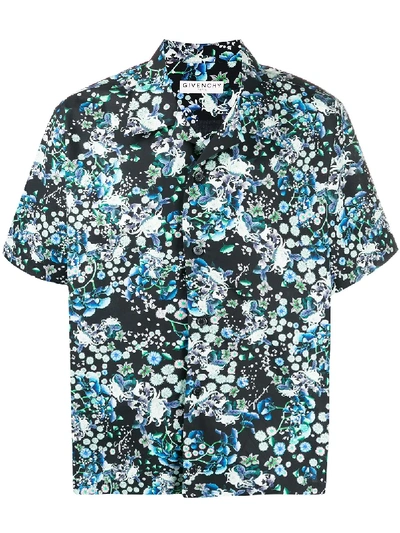 Shop Givenchy Short Sleeve Floral Printed Shirt In Black