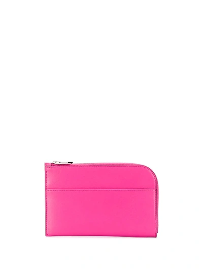 Shop Ganni Curved Zip-up Wallet In Pink