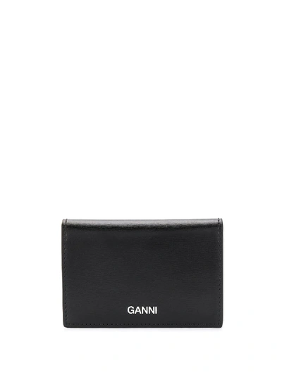 Shop Ganni Logo Print Card Case In Black