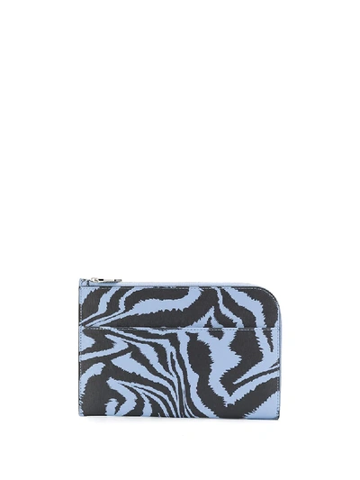 Shop Ganni Zebra Print Curved Purse In Blue