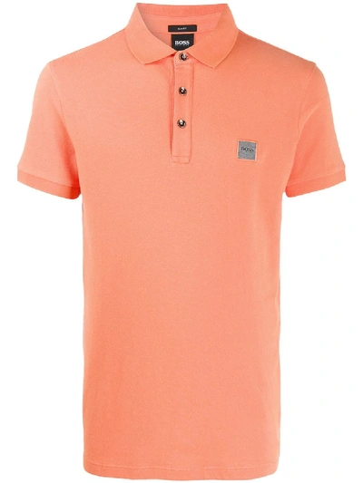 Shop Hugo Boss Colour Block Polo Shirt In Orange
