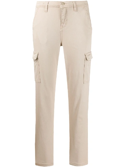 7 For All Mankind Cropped Slim-fit Trousers In Neutrals