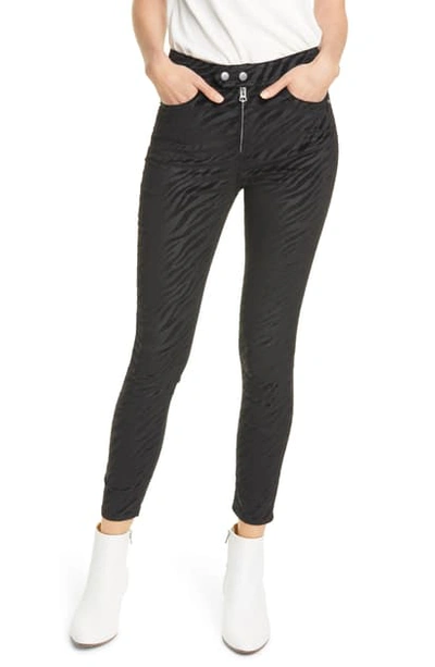 Shop Rag & Bone Nina Zebra Stripe High Waist Ankle Skinny Jeans In Blk