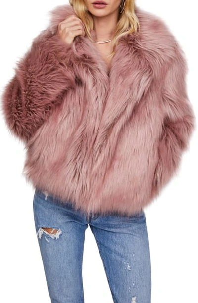 Shop Astr Adair Faux Fur Jacket In Dusty Pink