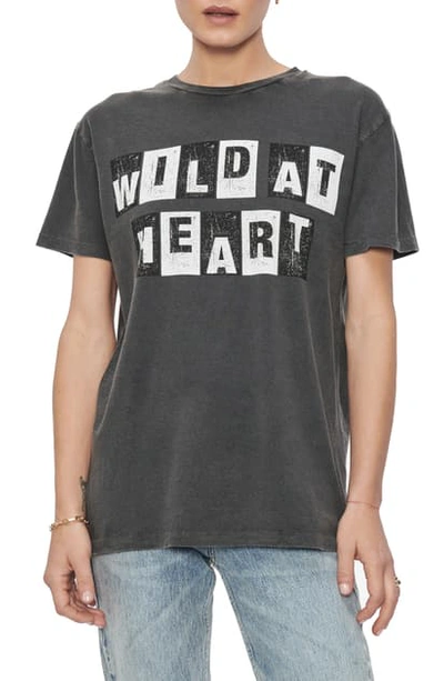 Shop Anine Bing Vintage Wild At Heart Graphic Cotton Tee In Washed Black
