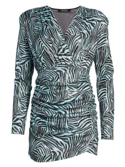 Shop Andamane Colette Zebra Print Mini Dress In Zebra Light Blue