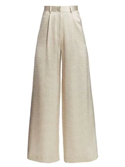 Shop Adriana Iglesias Ginger Silk Snakeskin-print Full-leg Trousers In Natural