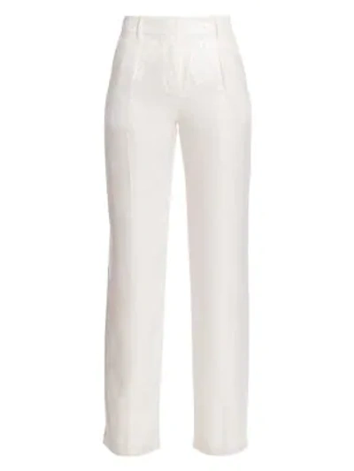Shop Adriana Iglesias Lauren Jacquard Leopard-print Stretch-silk Pants In White