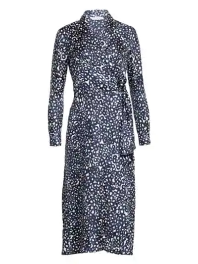 Shop Max Mara Ravel Abstract Circle Print Silk Midi Dress In Ultramarine