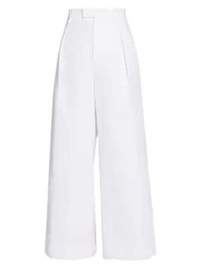 Shop Bottega Veneta Pleat-front Wide-leg Trousers In Optic White