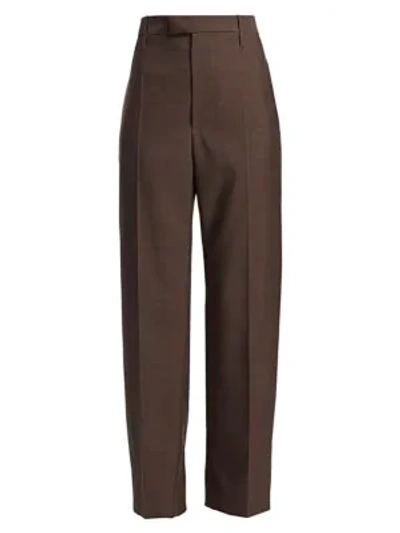 Shop Bottega Veneta High-waist Wide-leg Trousers In Brown Melange