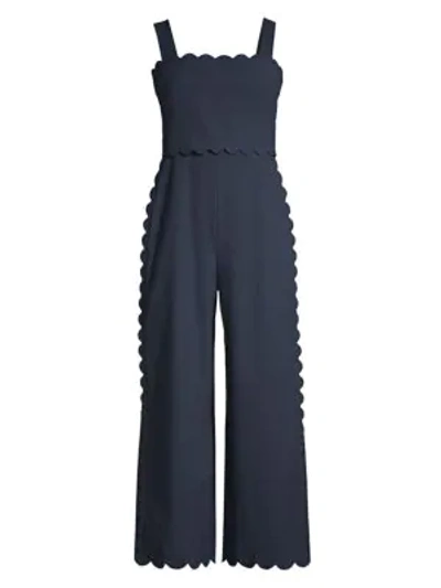 Shop Rebecca Taylor Sleeveless Scallop Jumpsuit In Navy