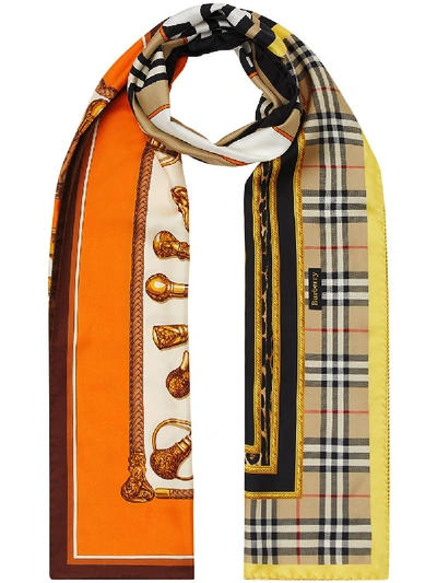 Shop Burberry Archival Montage-print Scarf In Neutrals