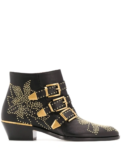 Shop Chloé Susanna 45mm Studded Ankle Boots In Black