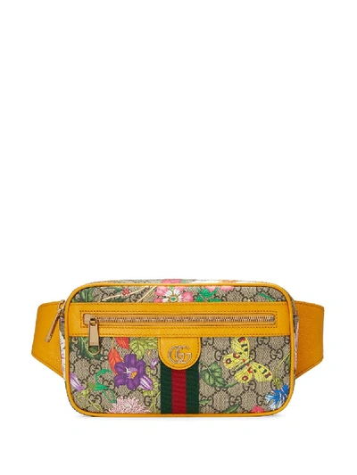 Shop Gucci Ophidia Gg Flora Belt Bag In Yellow