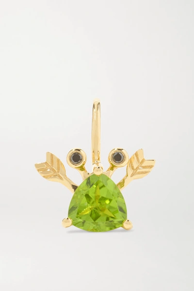 Shop Yvonne Léon 18-karat Gold, Peridot And Blackened Diamond Earring