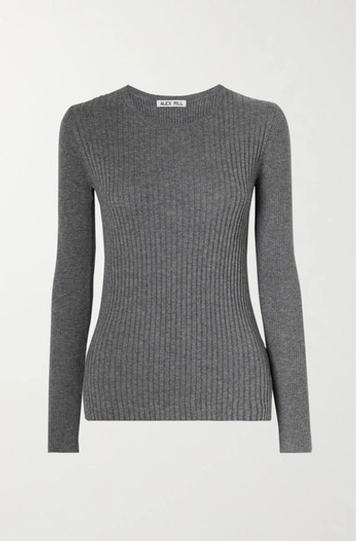 Shop Alex Mill Ribbed Wool And Cotton-blend Sweater In Anthracite