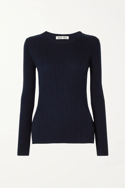Shop Alex Mill Ribbed Wool And Cotton-blend Sweater In Midnight Blue