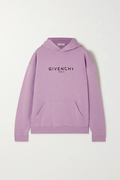 Shop Givenchy Printed Cotton-jersey Hoodie In Lilac