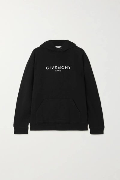 Shop Givenchy Printed Cotton-jersey Hoodie In Black