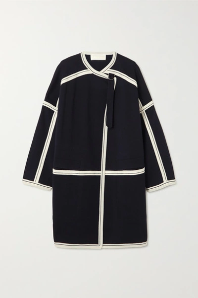 Shop Chloé Oversized Two-tone Wool Cape In Navy