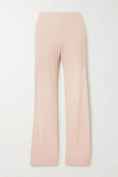 Shop Leset Alison Ribbed Stretch-jersey Pants In Pink