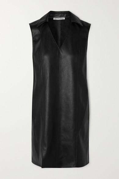 Alexander Wang T Alexanderwang T Washable Faux Leather Mini Dress In Black Modesens