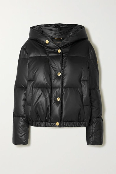 Shop Versace Hooded Printed Quilted Shell Down Jacket In Black