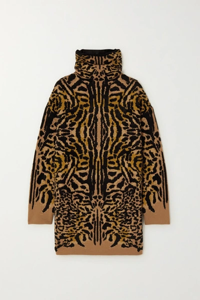 Shop Givenchy Leopard-jacquard Wool-blend Turtleneck Sweater In Leopard Print