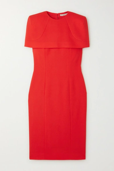 Shop Givenchy Cape-effect Wool-crepe Dress In Red