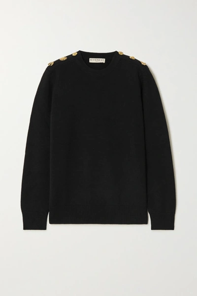 Shop Givenchy Embellished Wool And Cashmere-blend Sweater In Black