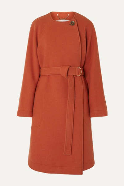 Shop Chloé Belted Wool-blend Felt Coat In Orange