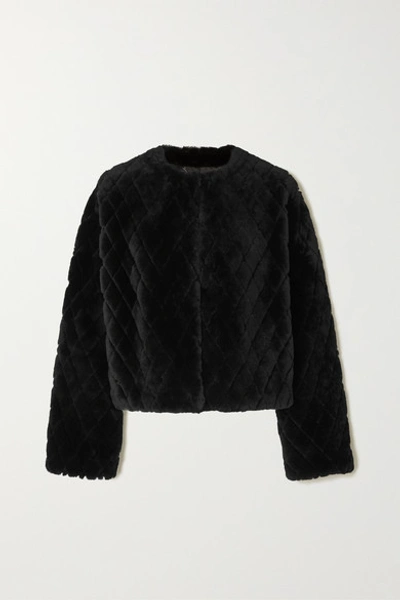 Shop Givenchy Quilted Shearling Jacket In Black