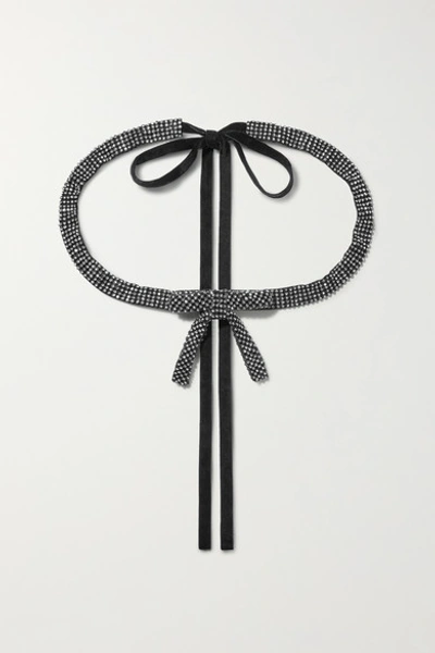 Shop Loeffler Randall Delilah Crystal-embellished Grosgrain Belt In Black