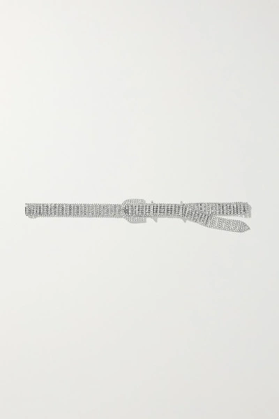 Shop Loeffler Randall Loren Crystal-embellished Silver-tone Belt