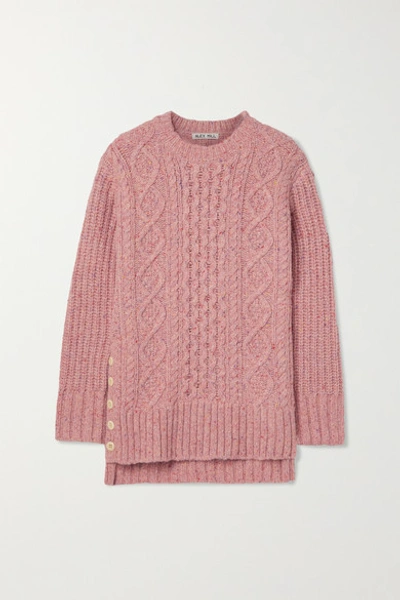 Shop Alex Mill Oversized Cable-knit Merino Wool-blend Sweater In Pink