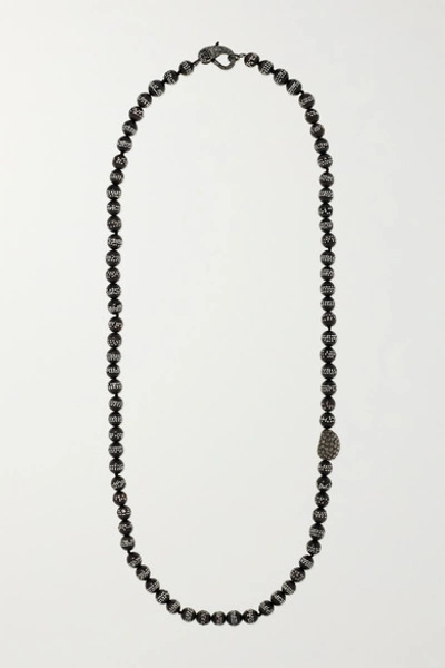 Shop Loree Rodkin Oxidized Sterling Silver, Wood And Diamond Necklace