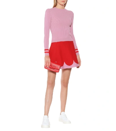 Shop Valentino Ribbed-knit Sweater In Pink
