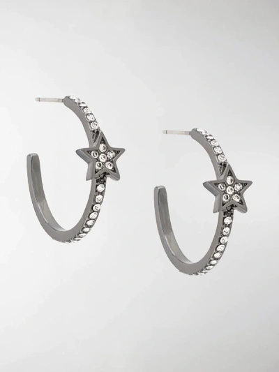 Shop Marc Jacobs The Crystal Star Hoop Earrings In Silver