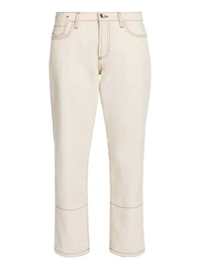 Shop Marni Contrast Cuff Straight-leg Crop Jeans In Glass