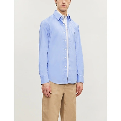 Shop Polo Ralph Lauren Logo-embroidered Cotton-poplin Shirt In Periwinkle Blue