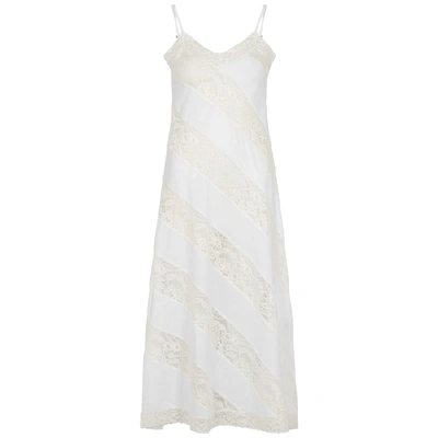 Shop Morpho + Luna Rita White Lace-panelled Cotton Nightdress