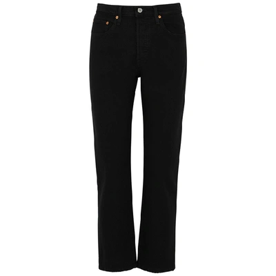 Shop Levi's 501 Crop Black Straight-leg Jeans
