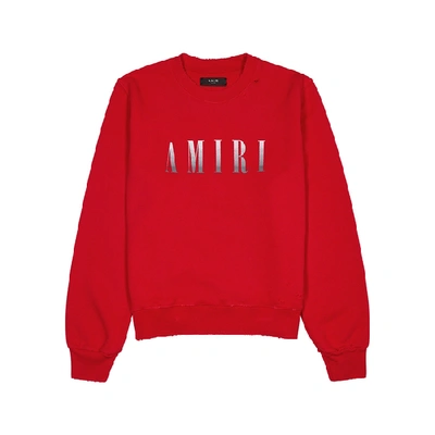 Shop Amiri Red Logo Cotton-jersey Sweatshirt