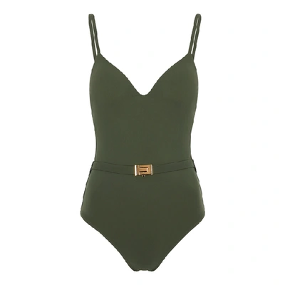 Shop Tory Burch Olive Belted Swimsuit