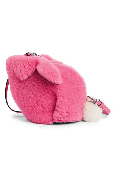 Shop Loewe Mini Bunny Fuzzy Genuine Shearling Crossbody Bag In Wild Rose