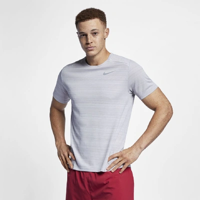 Shop Nike Dri-fit Miler Men's Short-sleeve Running Top In Grey
