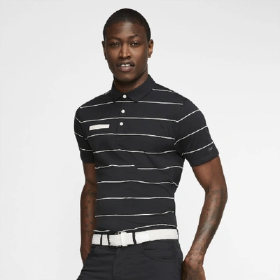 Shop Nike Dri-fit Player Men's Striped Golf Polo In Black